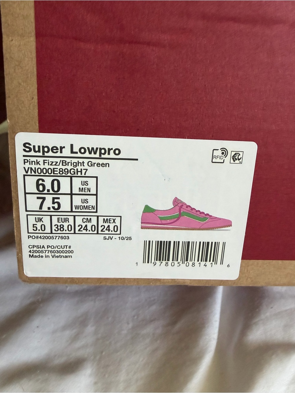 Vans Pink Fizz Suede Sneakers with Green Side Stripe - Picture 2 of 4